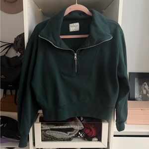 Abercrombie & Fitch Dark Green Half-Zip Pullover Sweatshirt